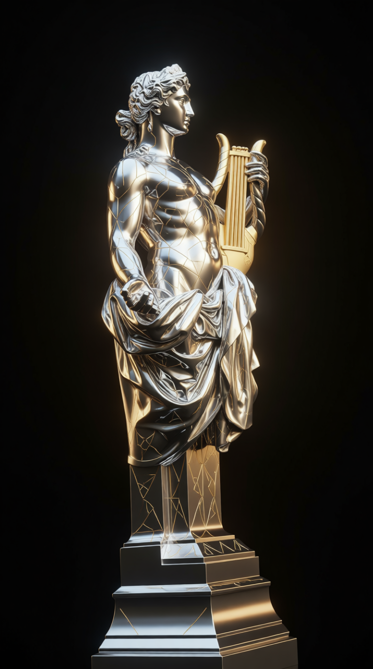 chrome-gold-figurine generated image