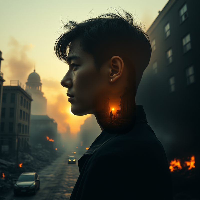 cinematic-double-exposure-post-apocalyptic-reflection generated image