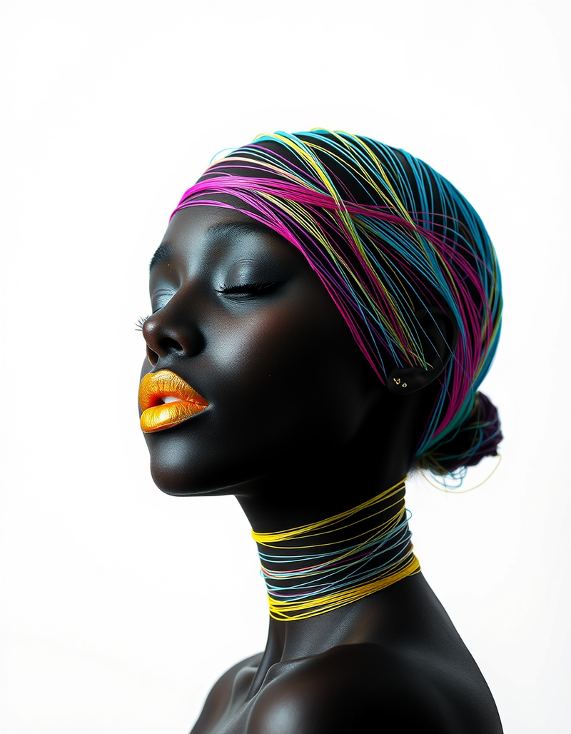 contemporary-fine-art-silhouette-in-colored-fishing-line generated image