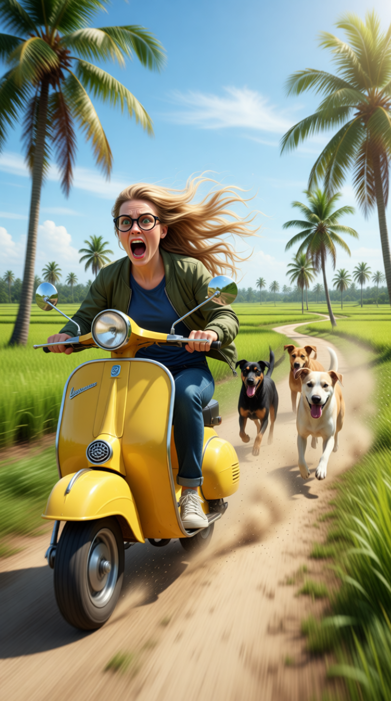 dust-road-panic-chase generated image