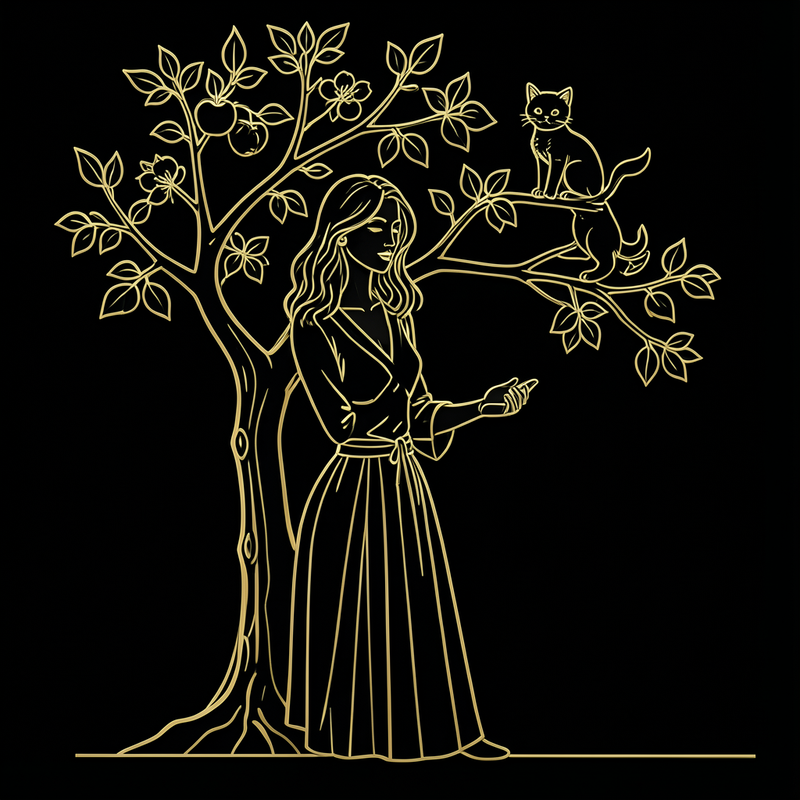 golden-line-art generated image