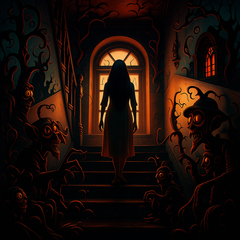 subject-in-the-tim-burton-animation-style-dark-gothic-themes-exaggerated-features-whimsical-eerie-elements generated image