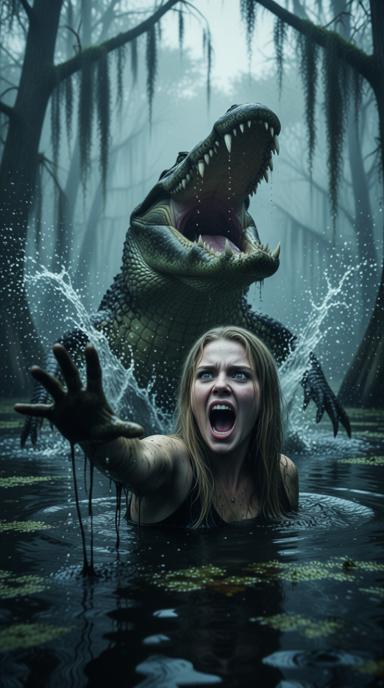 swamp-panic-alligator-ambush generated image