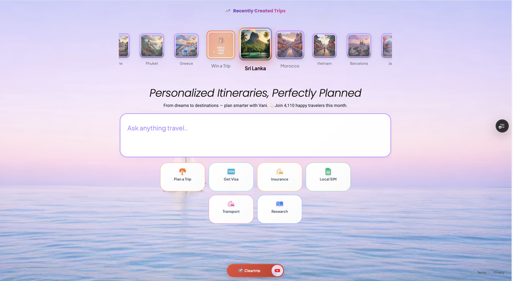 g8trip AI Travel Planner website