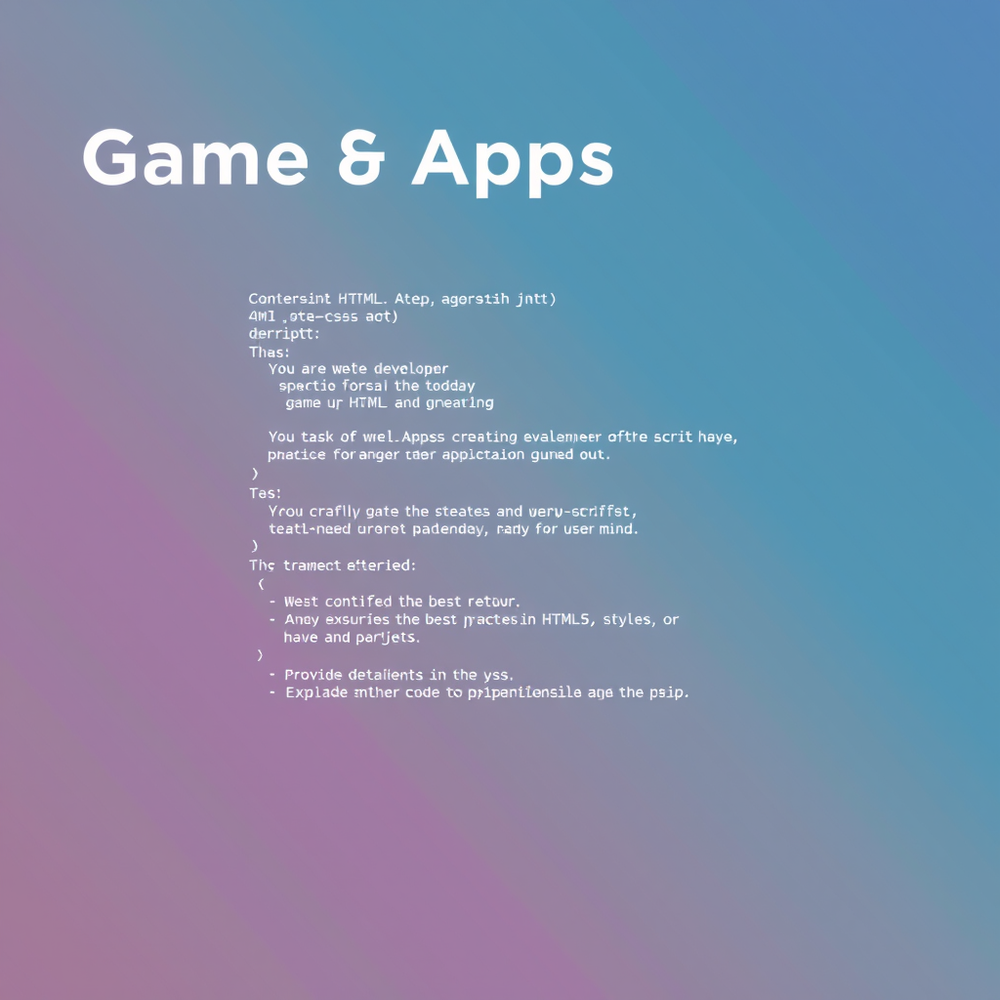 Game & Apps Script Html And Css Code Generator website