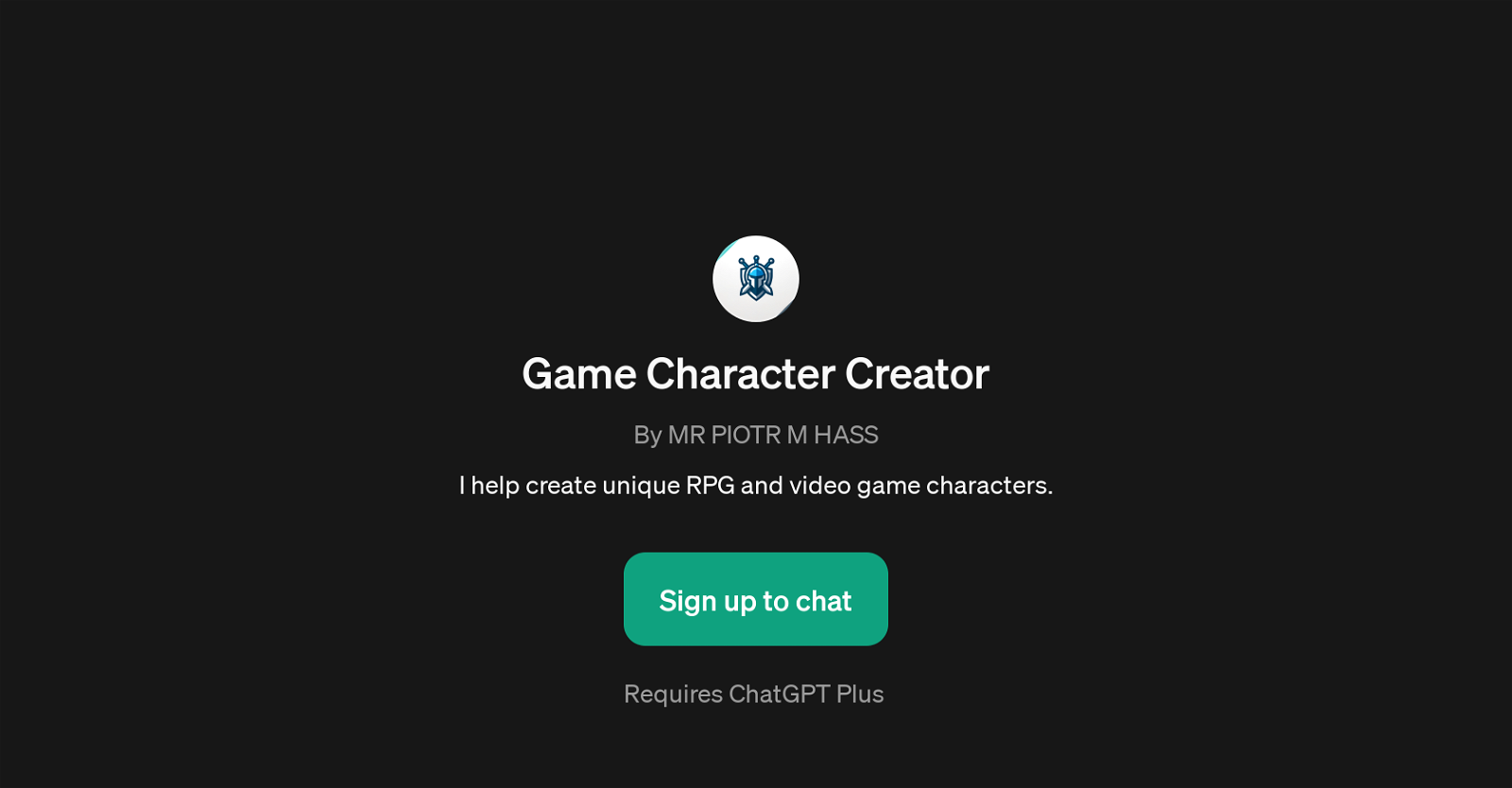 Game Character Creator website