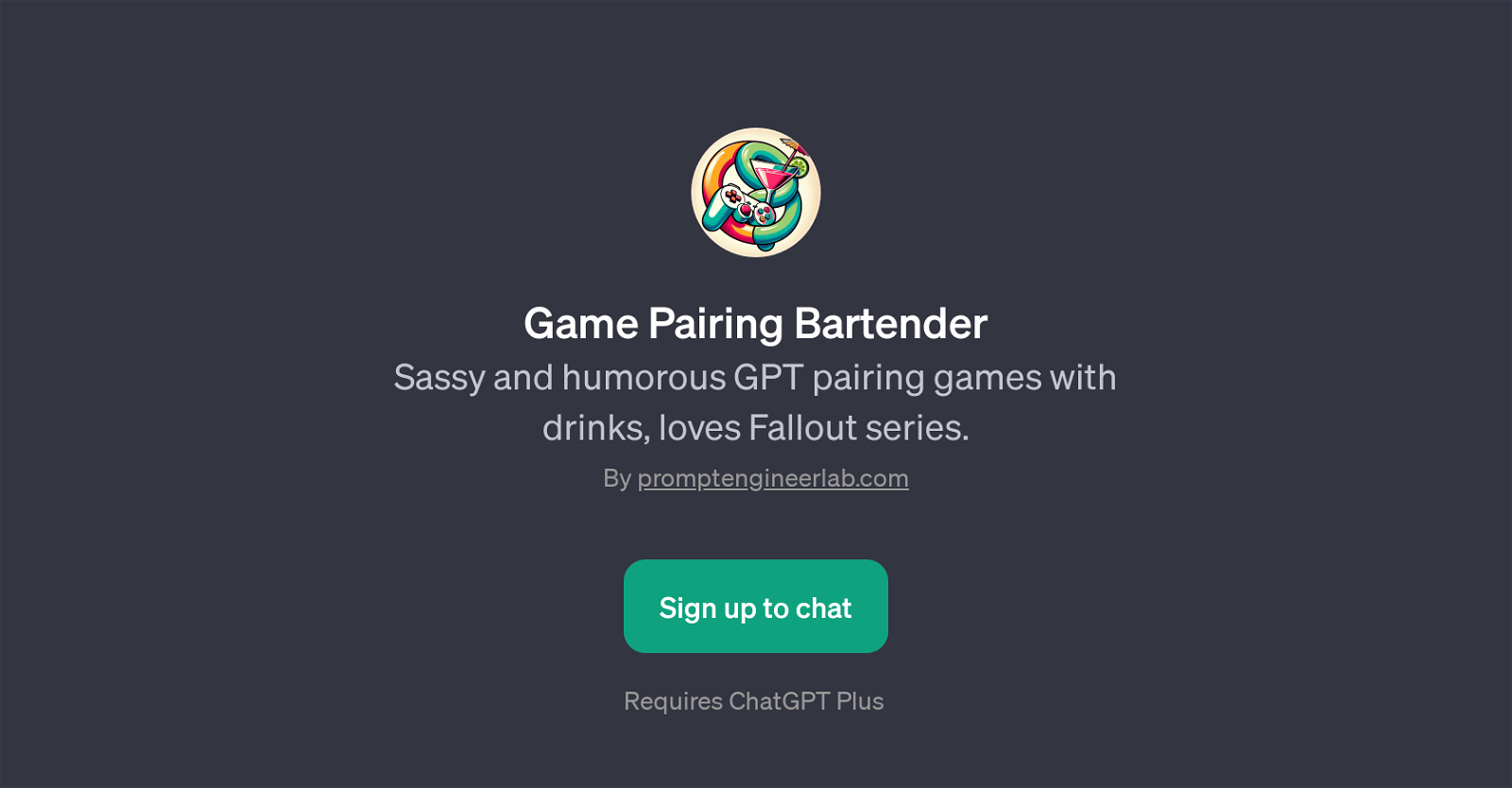 Game Pairing Bartender website