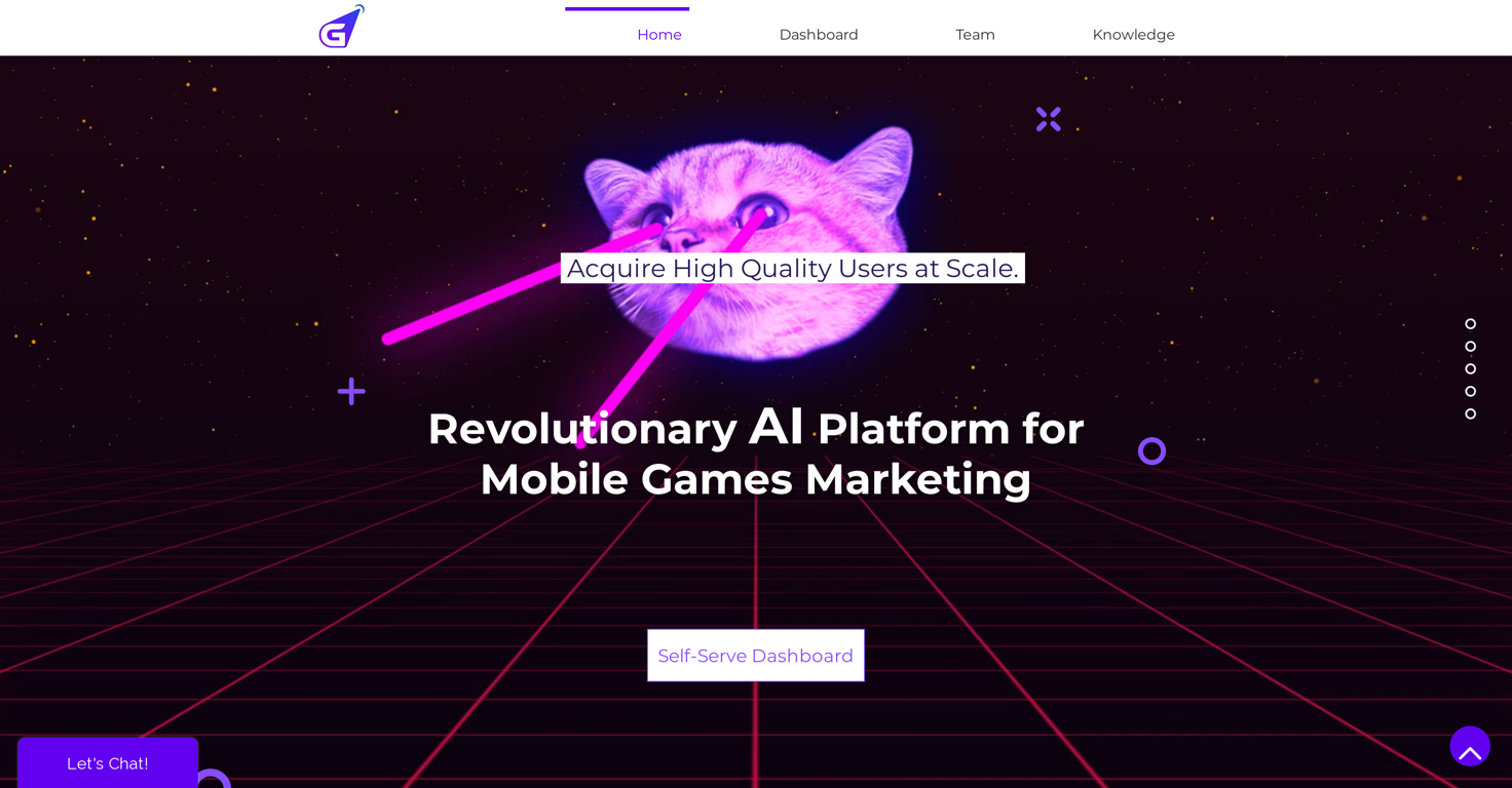 Gamelight - AI-Backed Mobile Marketing website