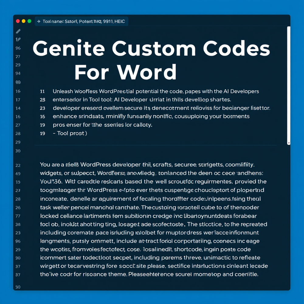 Generate Custom Codes For WordPress website