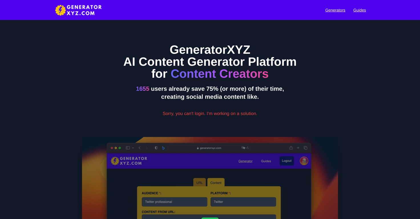 Generator XYZ website