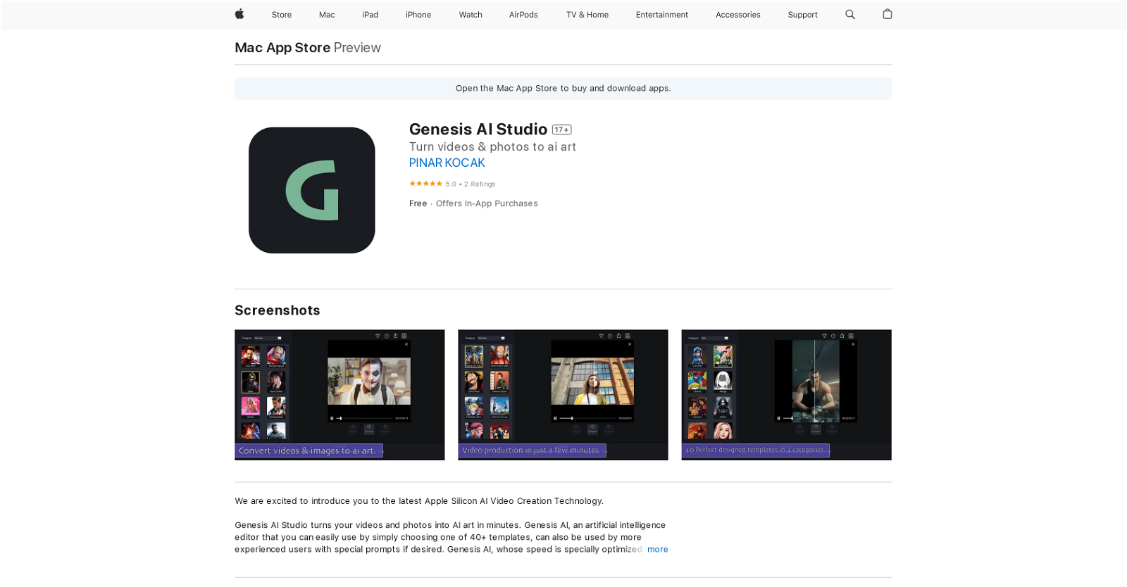 Genesis AI Studio website