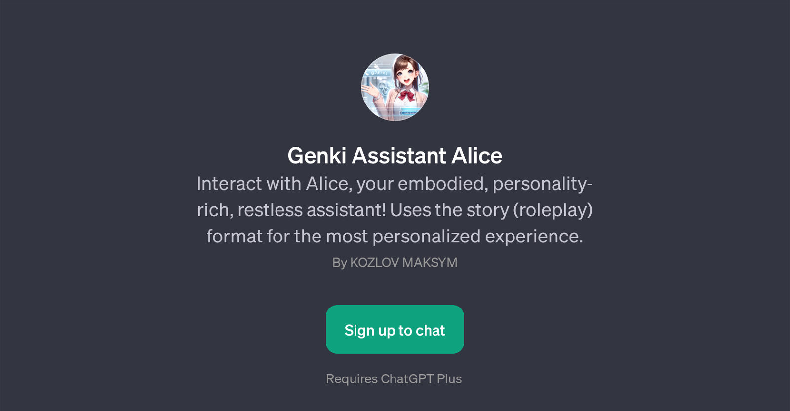 Genki Assistant Alice website