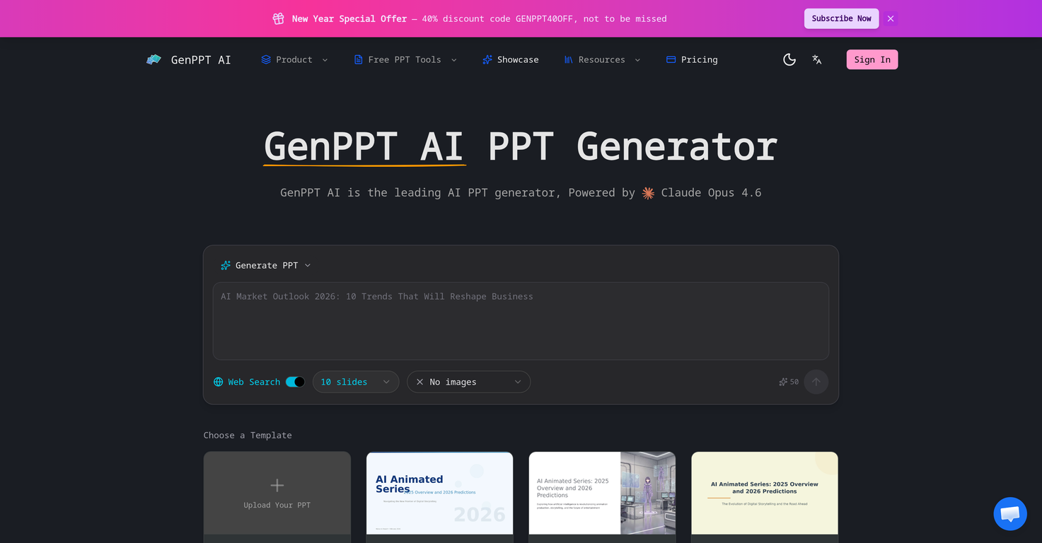 GenPPT AI website