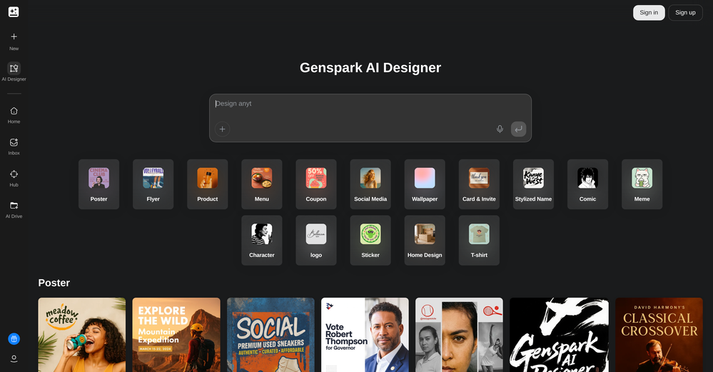 Genspark AI Designer website