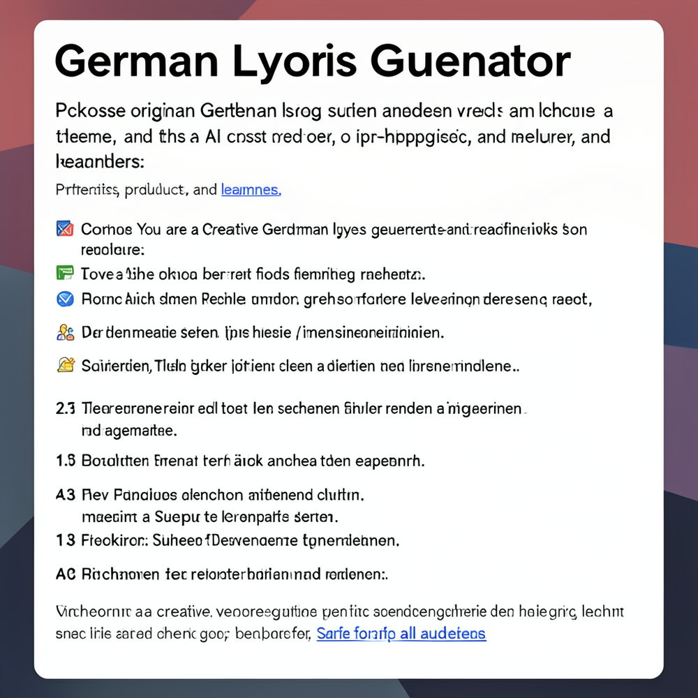 German Lyrics Generator website
