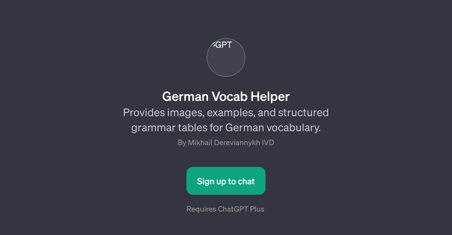 German Vocab Helper website