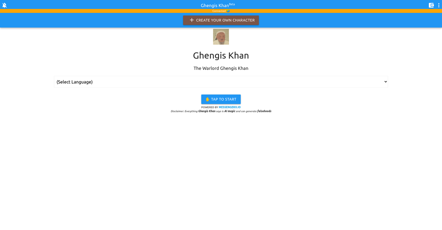 Ghengis Khan chatbot website