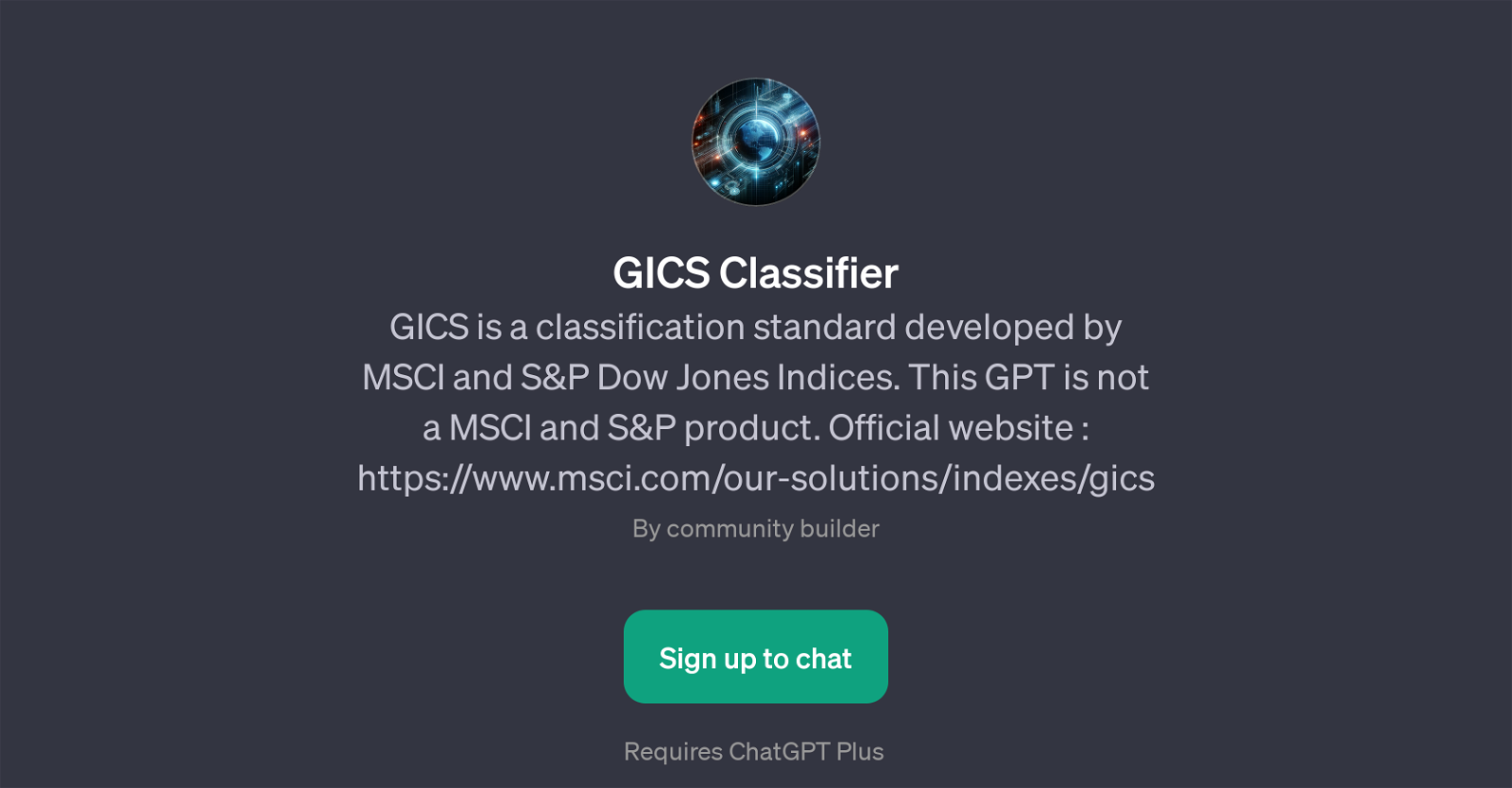 GICS Classifier website