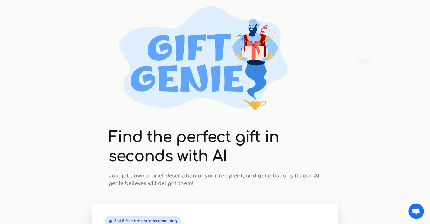 Gift Genie AI website
