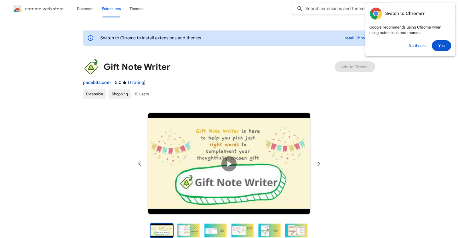Gift Note Writer website