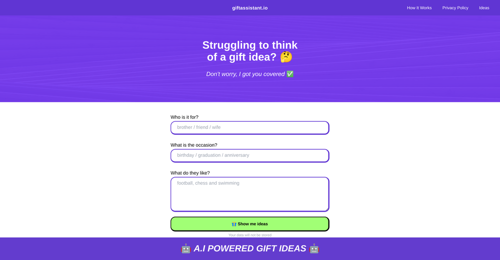 Giftassistant website