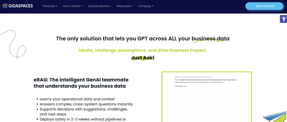 GigaSpaces eRAG GenAI website