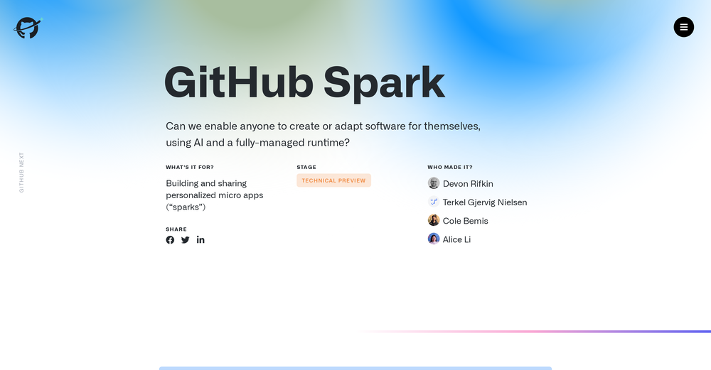 GitHub Spark website