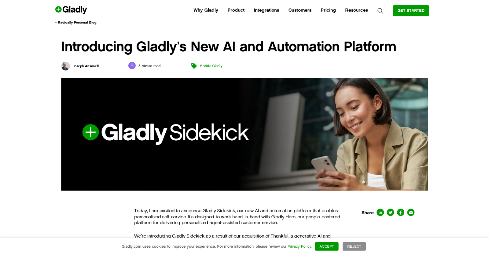 Gladly Sidekick website