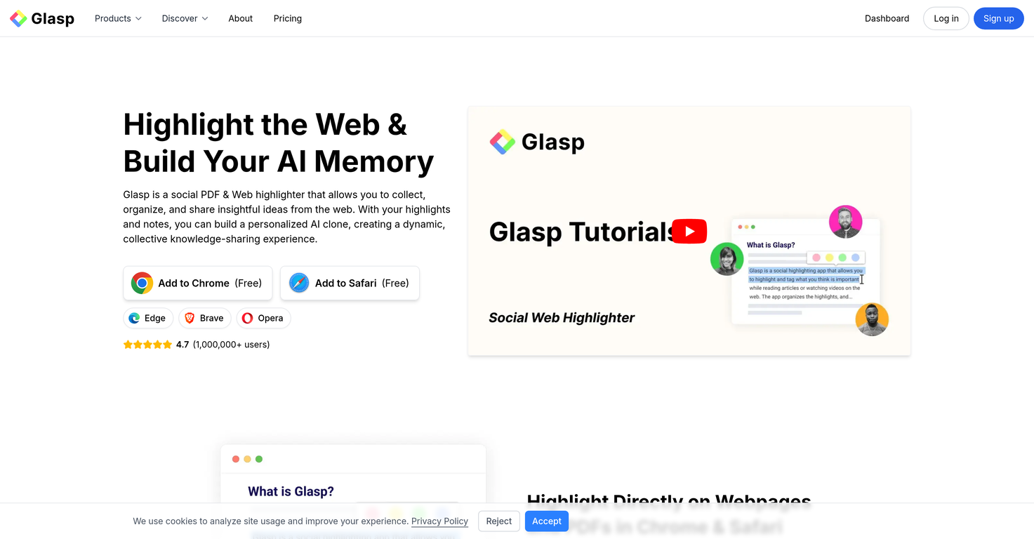 Glasp Highlighter website