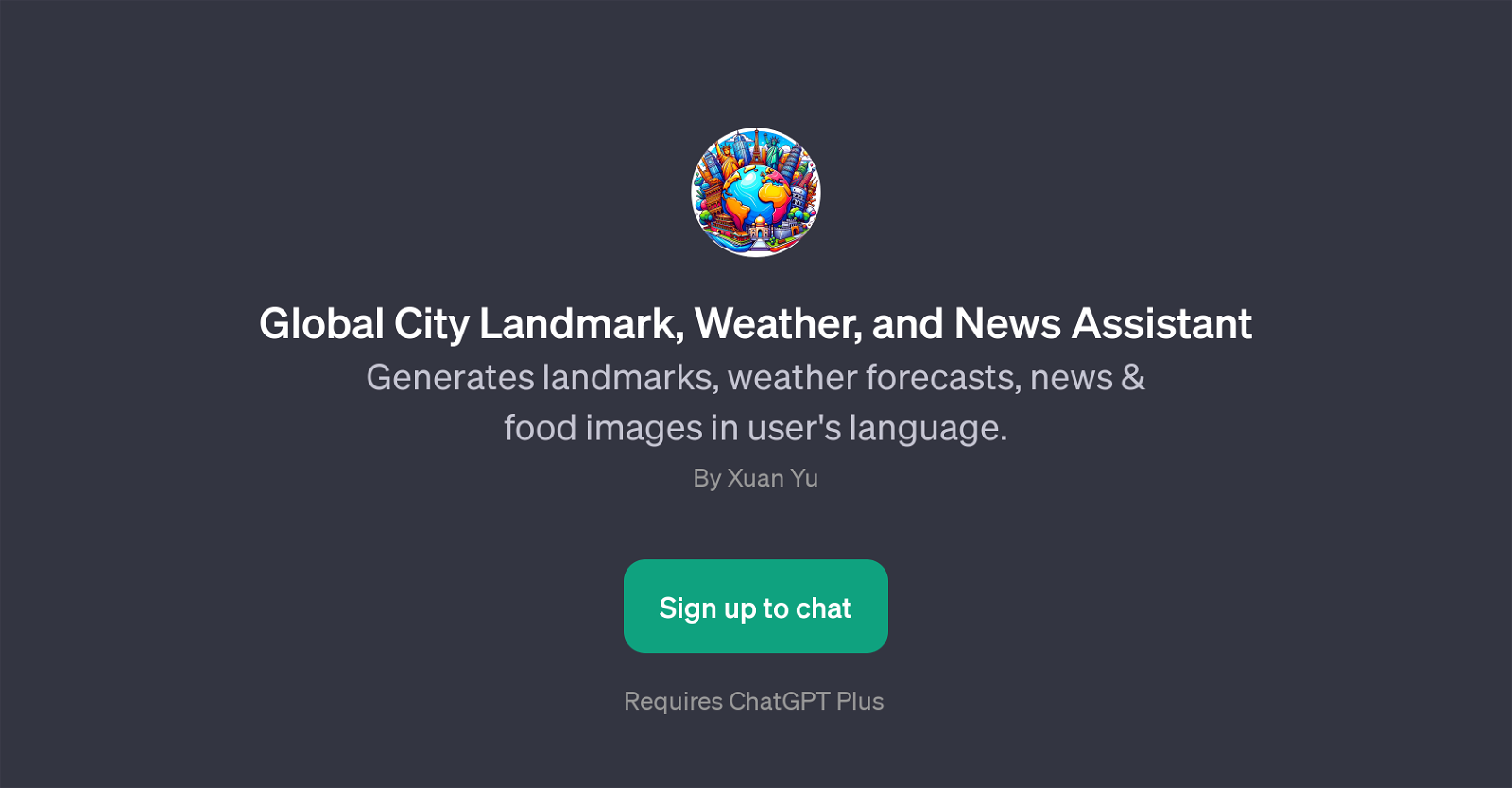 Global City Landmark, Weather, and News Assistant website