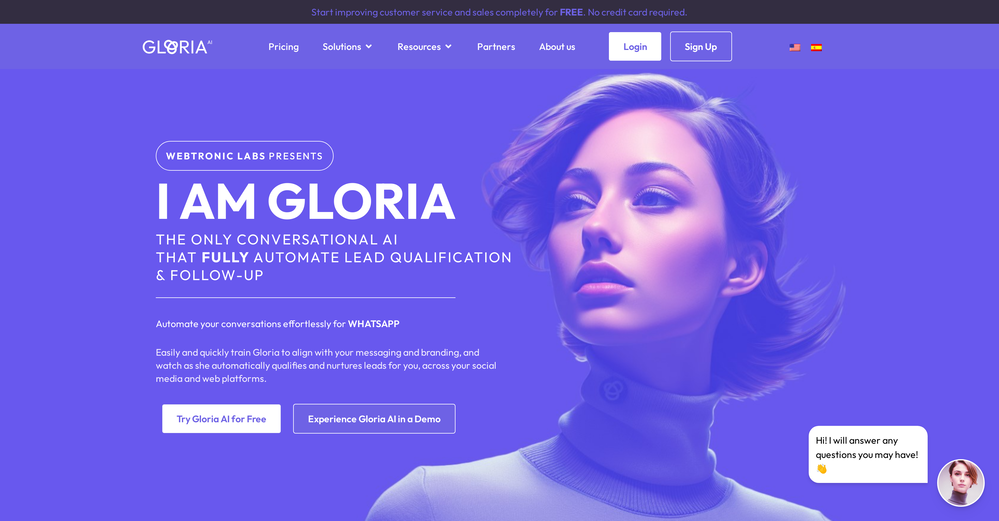 Gloria AI website