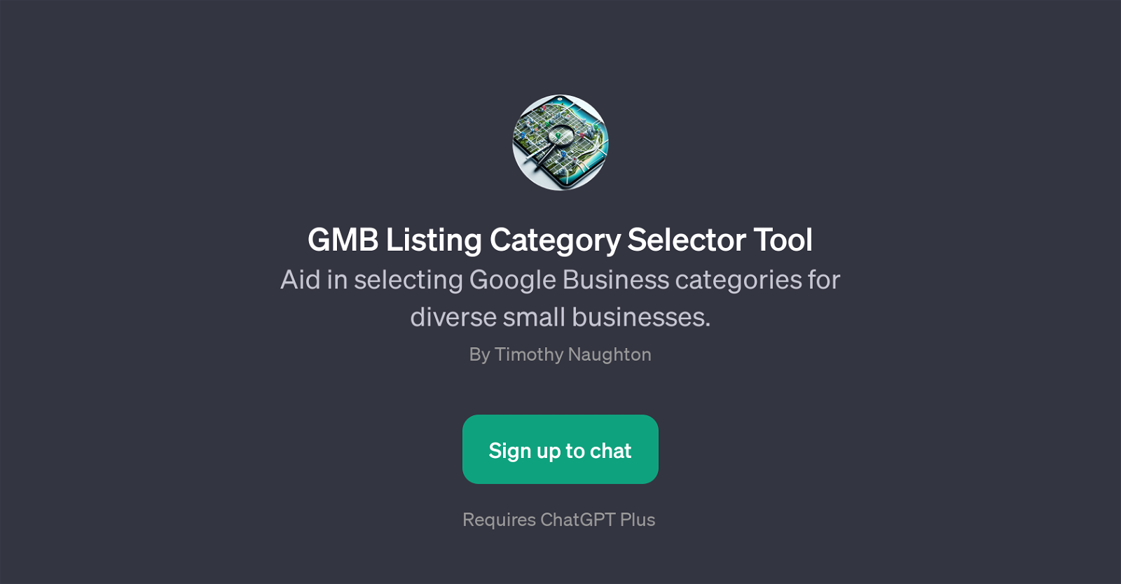 GMB Listing Category Selector Tool website