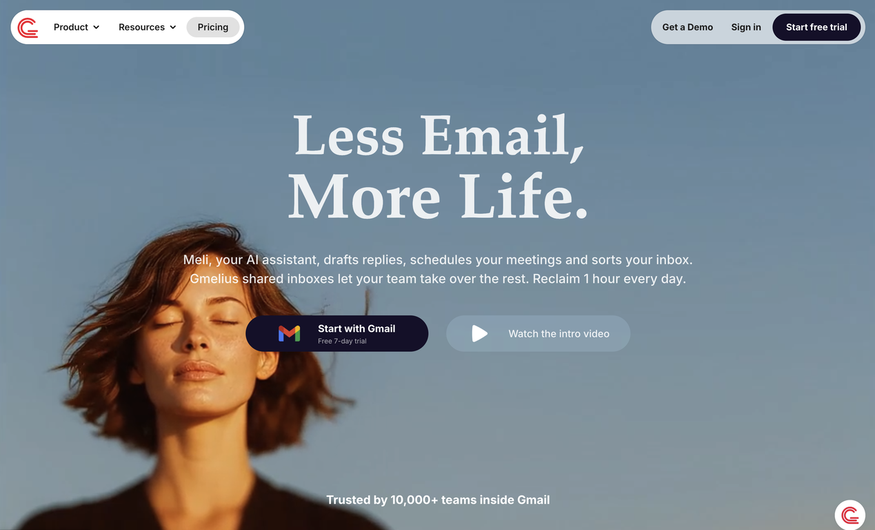 Gmelius Meli AI website