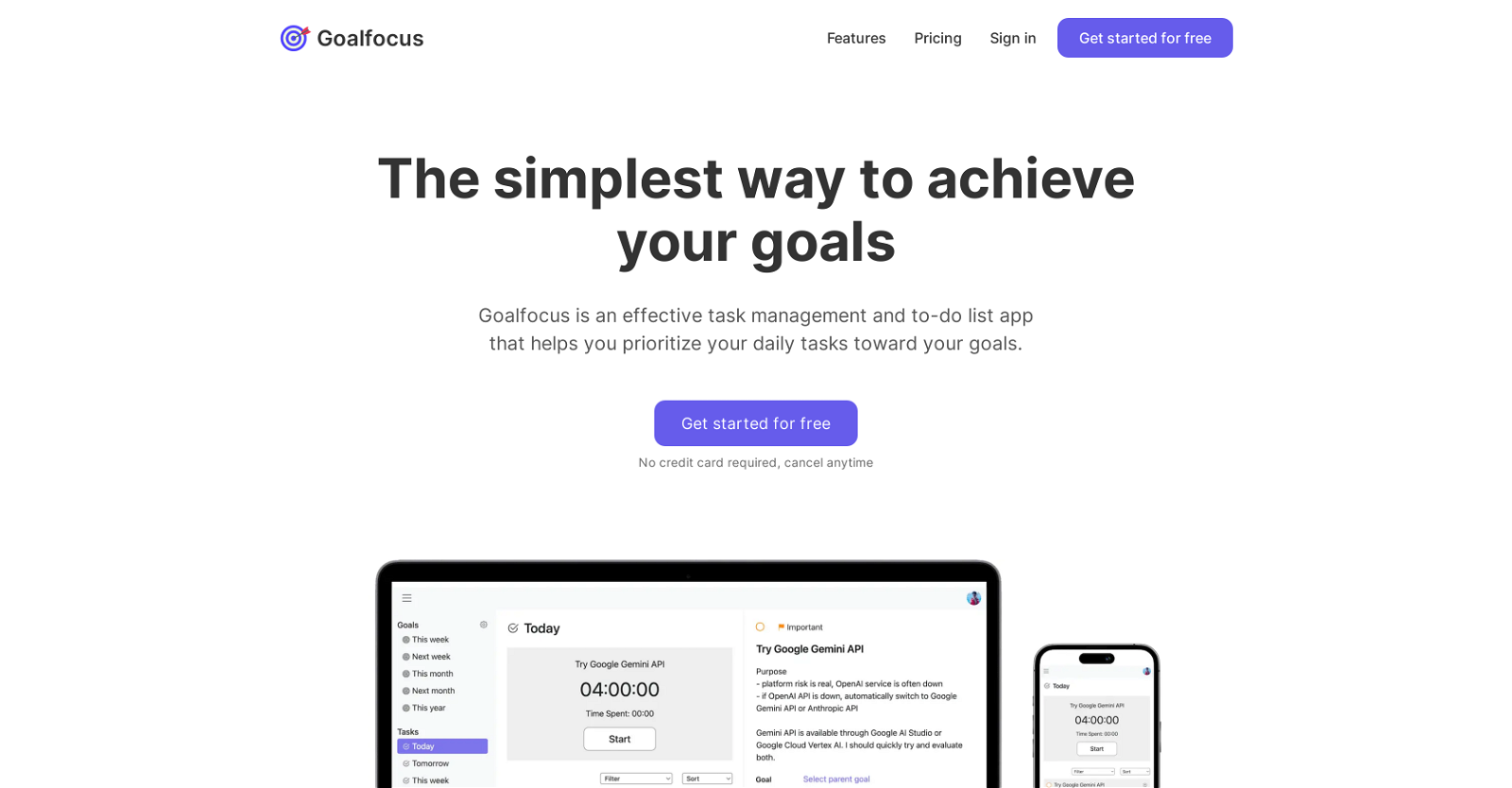 GoalFocus website
