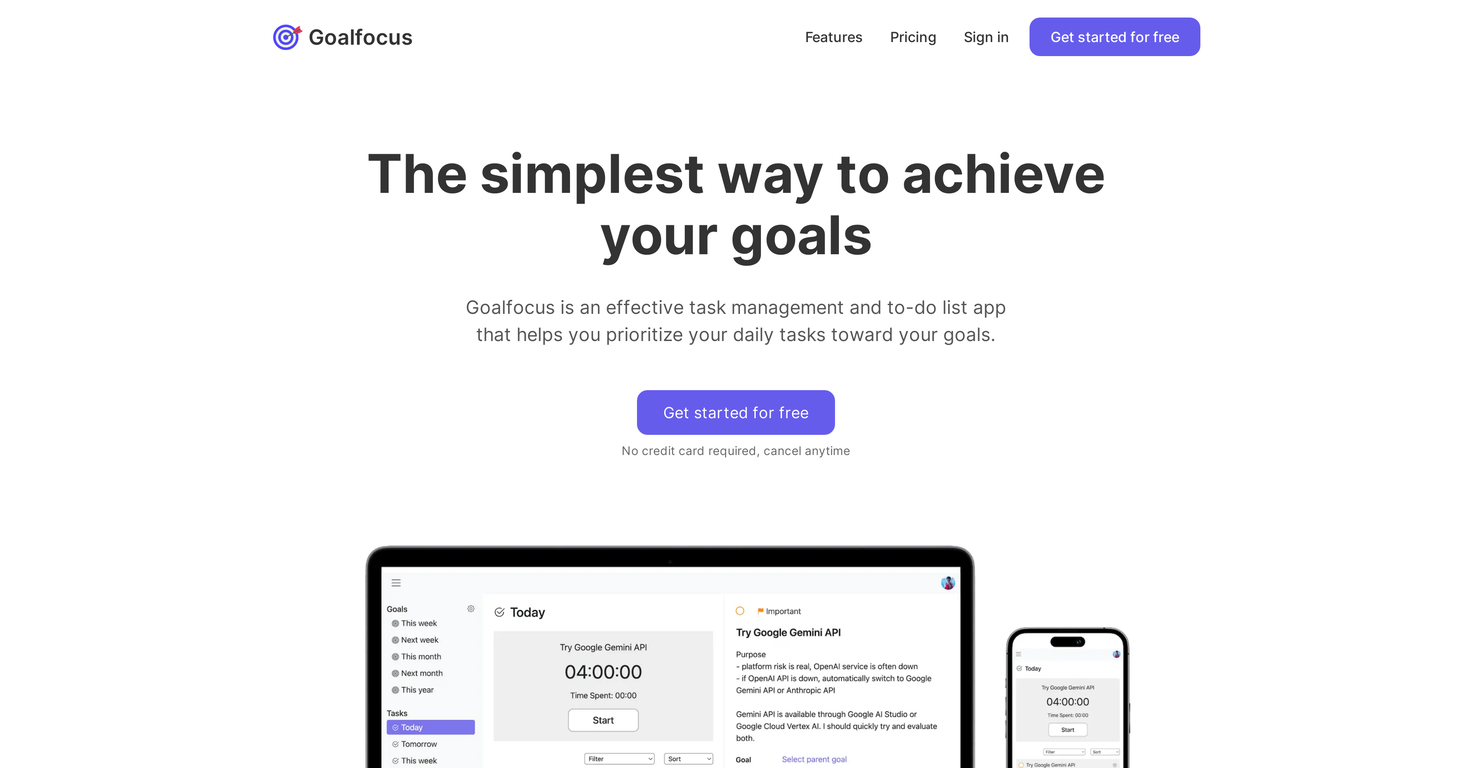 GoalFocus website