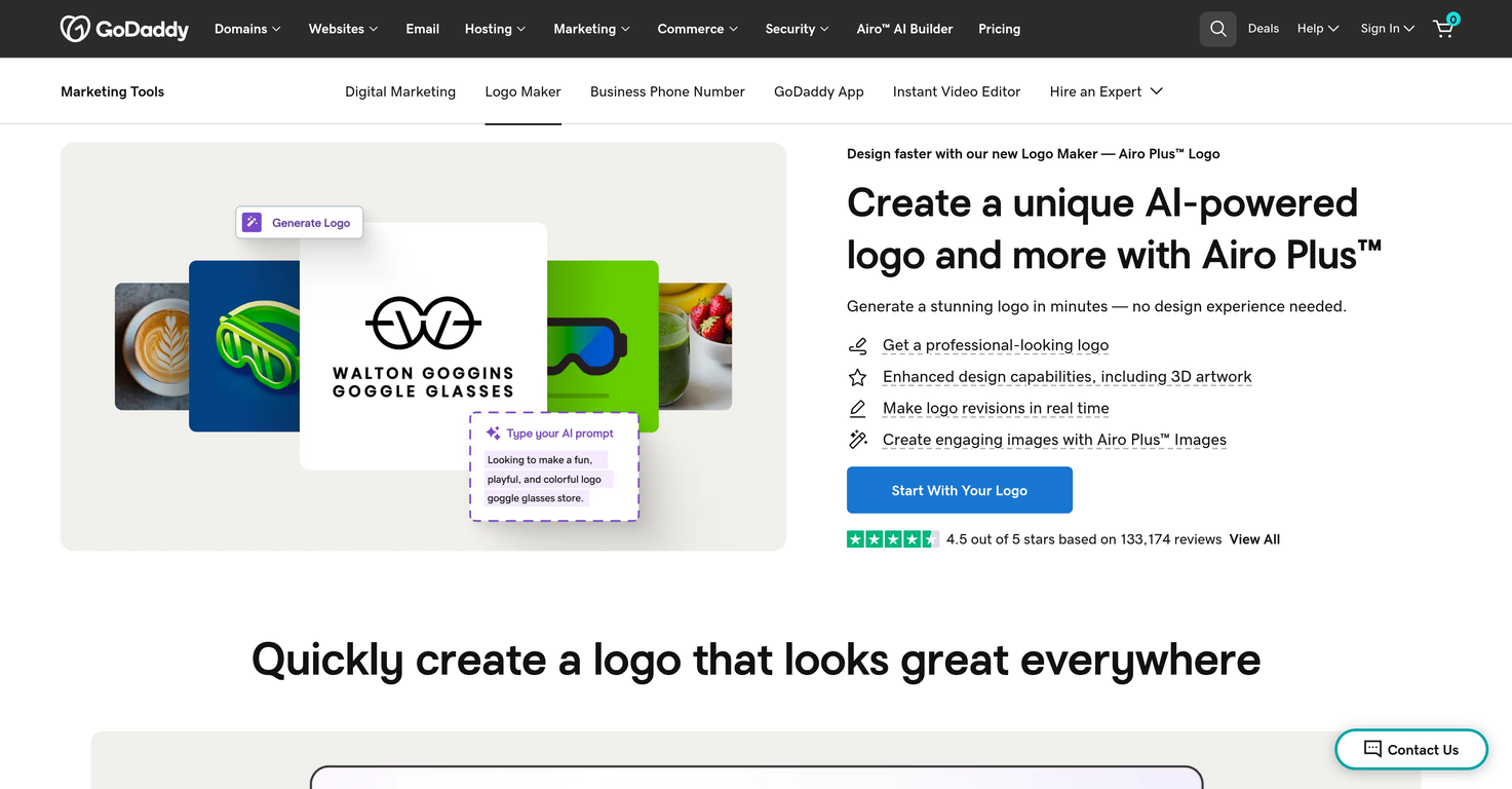GoDaddy Logo Creator website