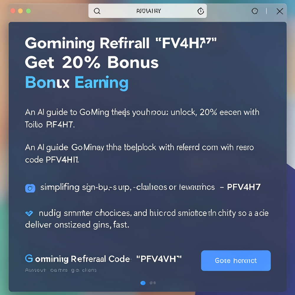 Gomining Referral Code “PFV4VH7” Get 20% Bonus Earning website