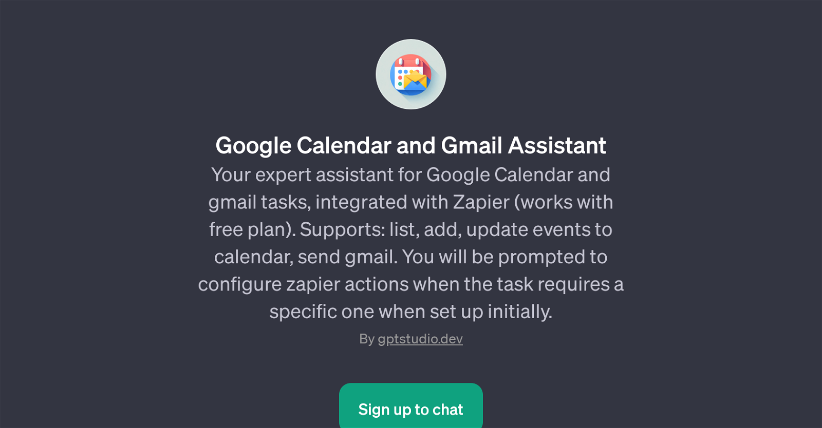 Google Calendar and Gmail Assistant website