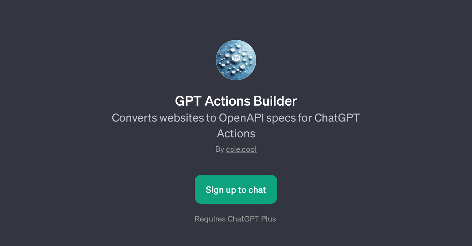 GPT Actions Builder website