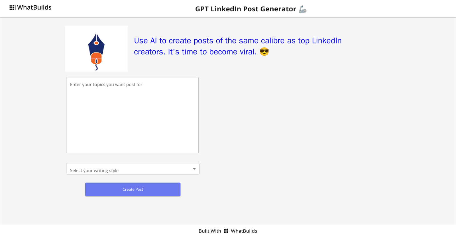 GPT LinkedIn Post Generator website