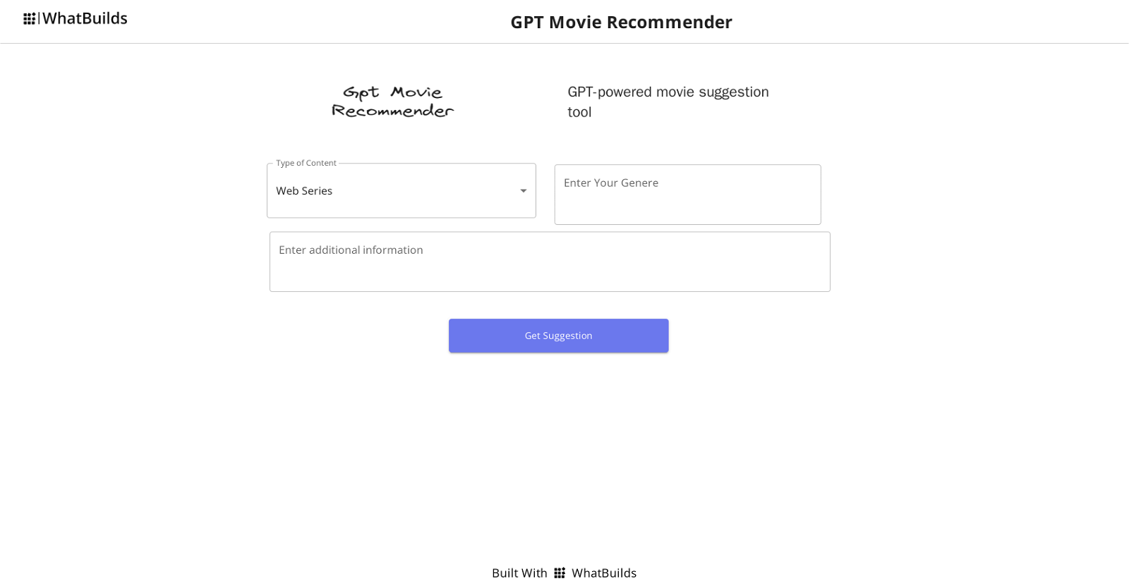 GPT Movie Recommender website