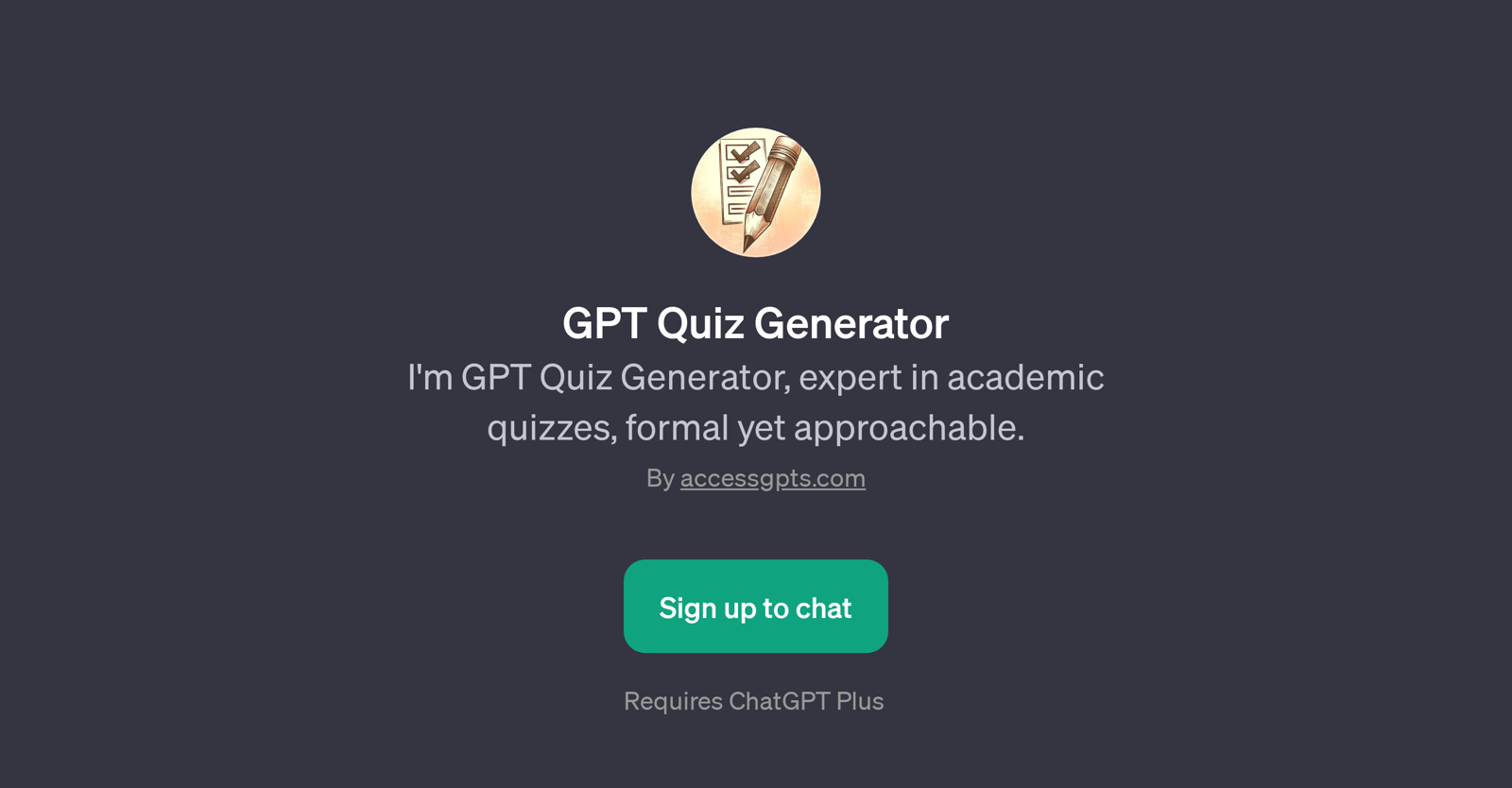 GPT Quiz Generator website