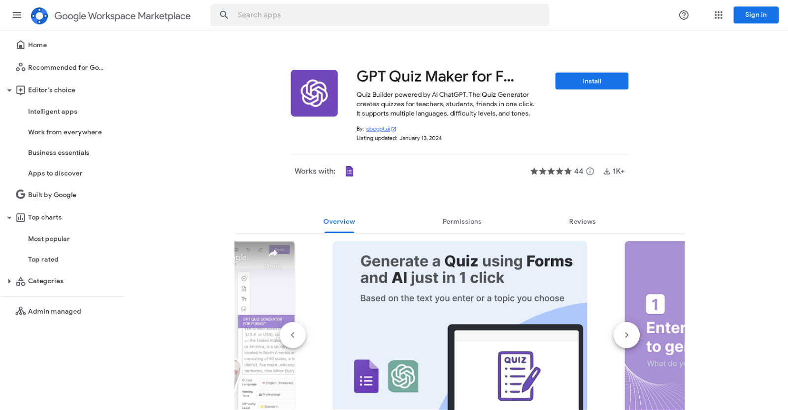 GPT Quiz Maker website