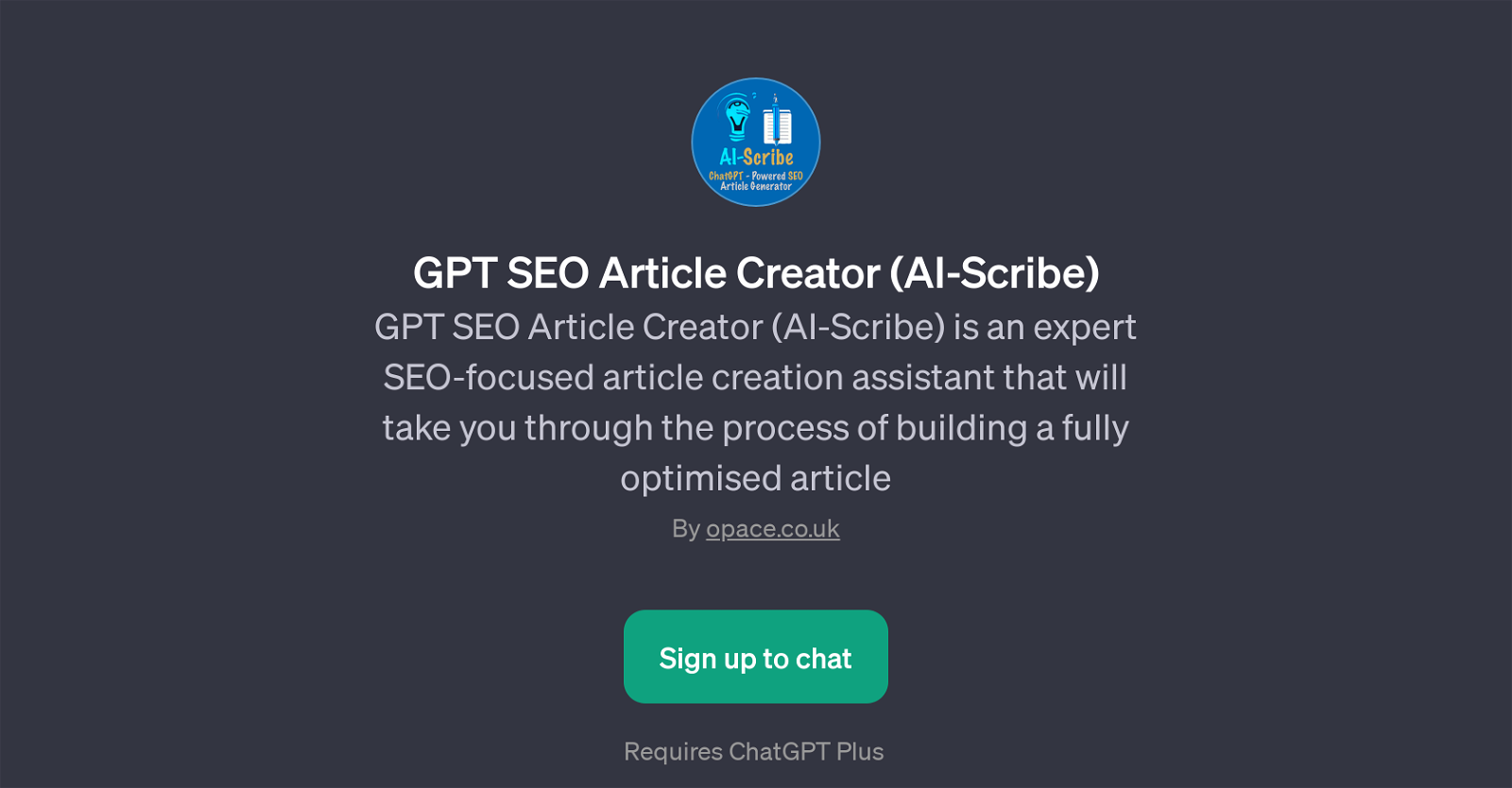 GPT SEO Article Creator (AI-Scribe) website