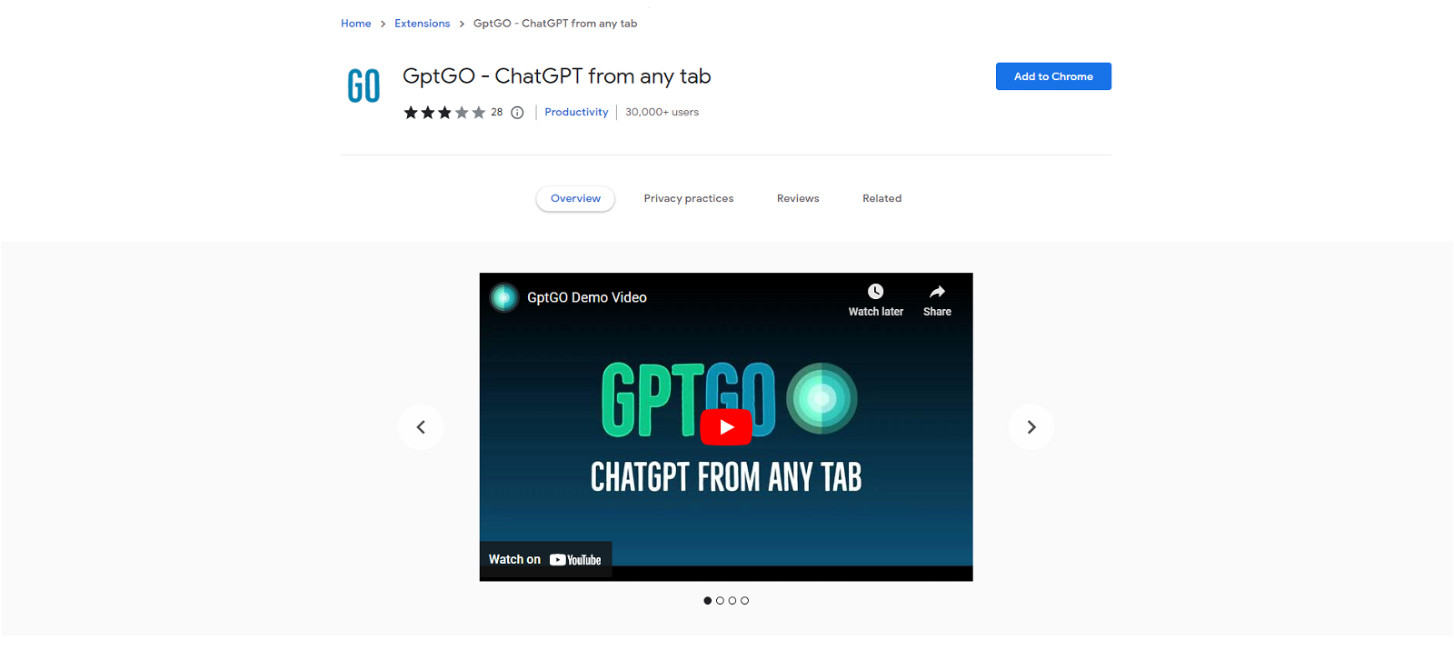 GptGO extension website