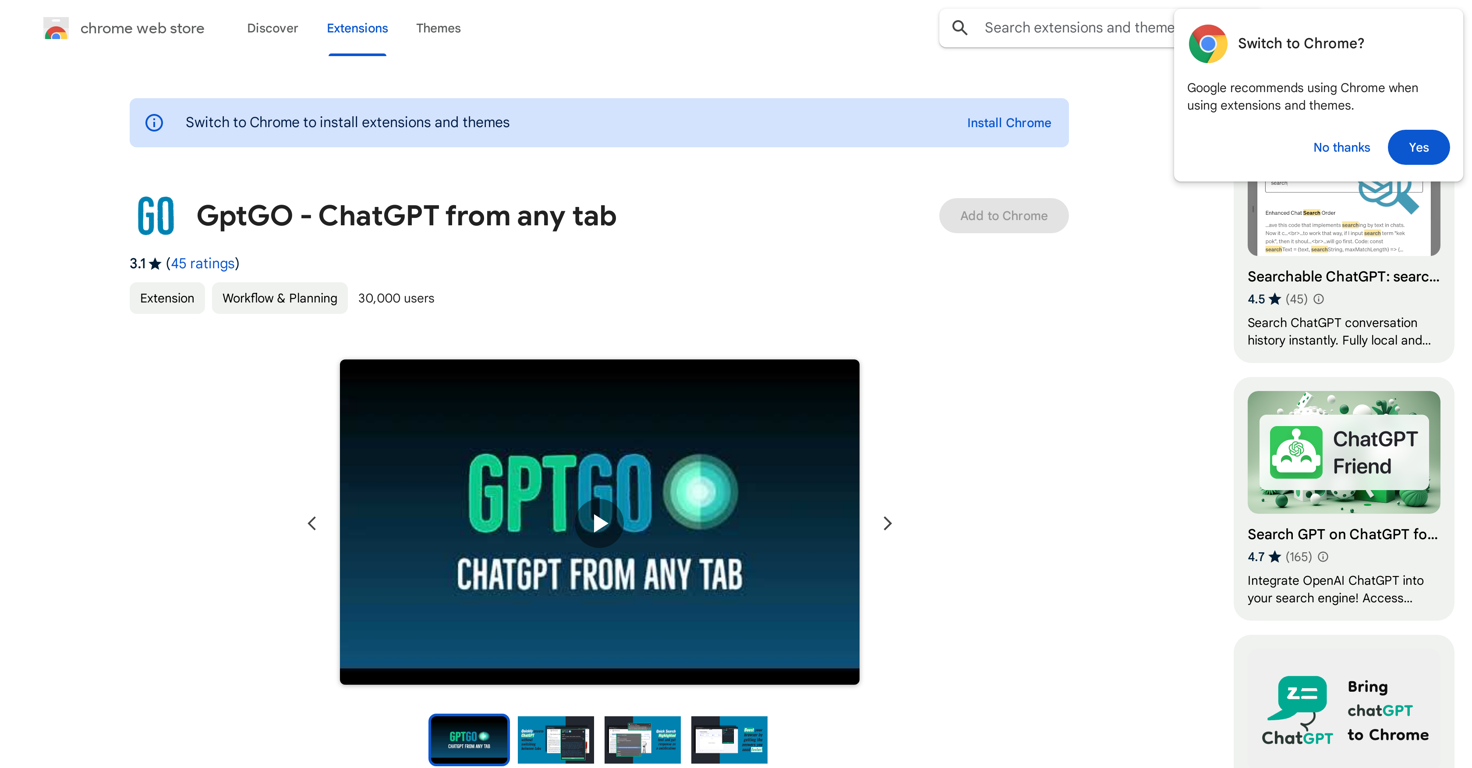 GptGO extension website