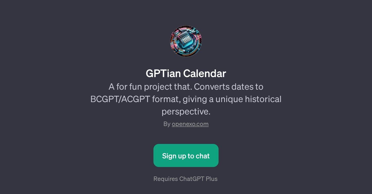 GPTian Calendar website