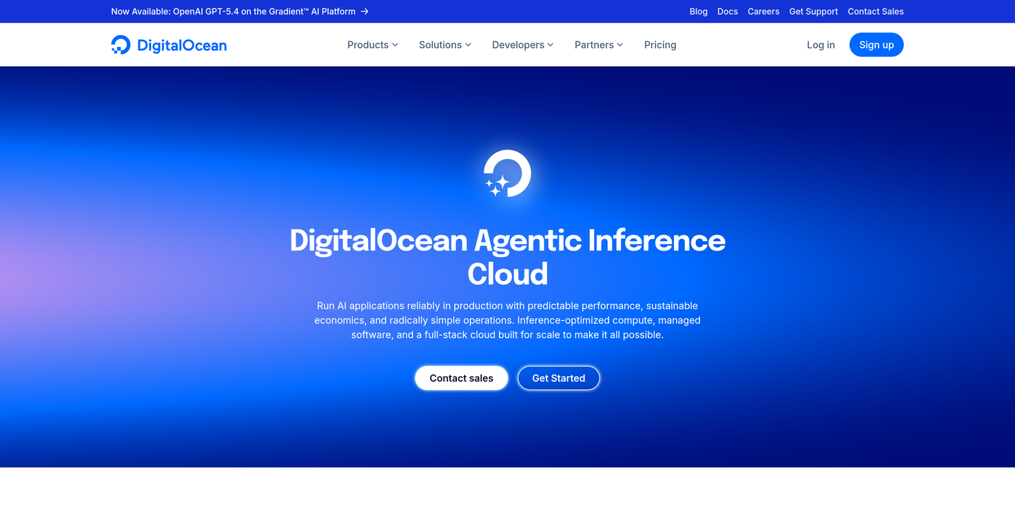Gradient AI by DigitalOcean website