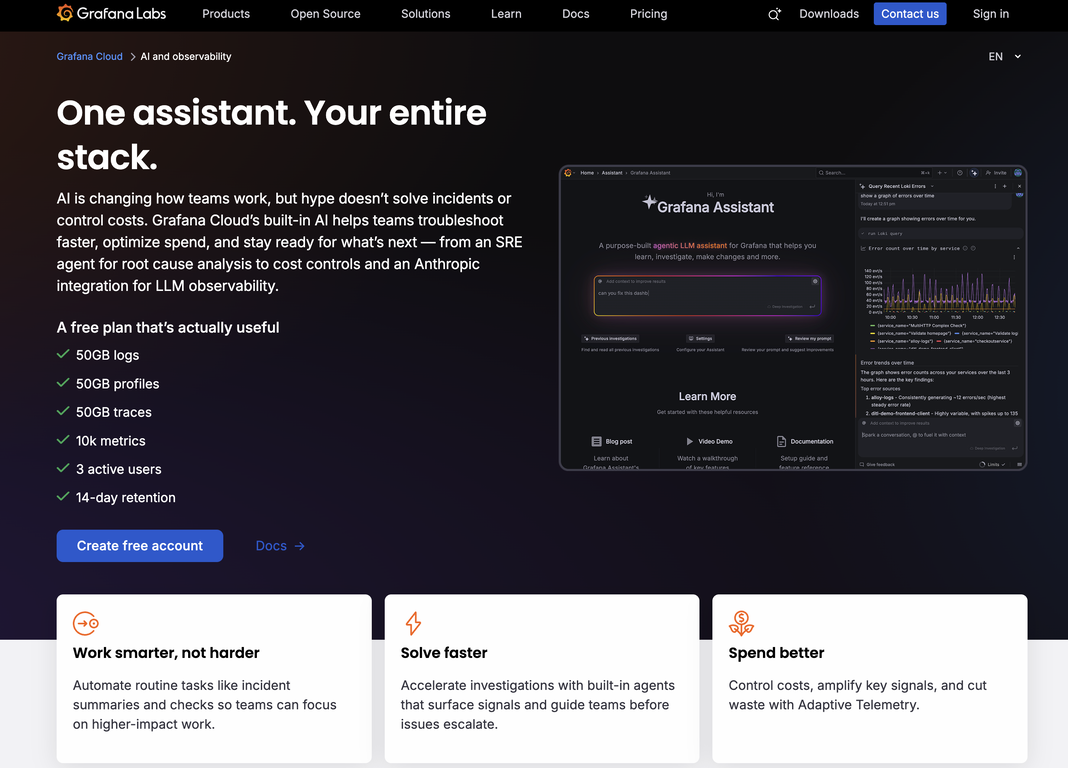 Grafana Assistant website