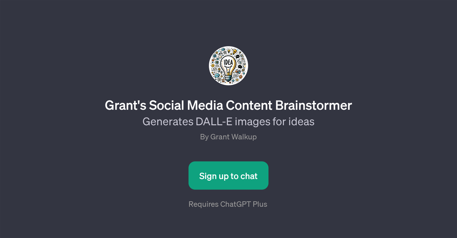 Grant's Social Media Content Brainstormer website